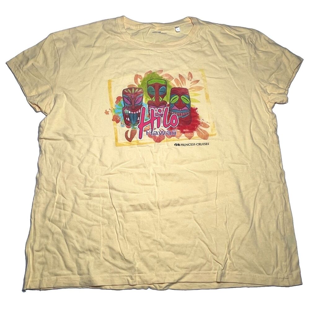 Princess cruise Hilo  Hawaii T-shirt Women’s 2XL Yellow Vintage Travel